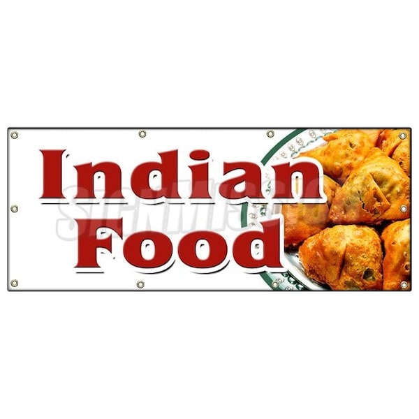 Signmission INDIAN FOOD BANNER SIGN curries curry tandoori naan cuisine lassi vegan B-96 Indian Food - main